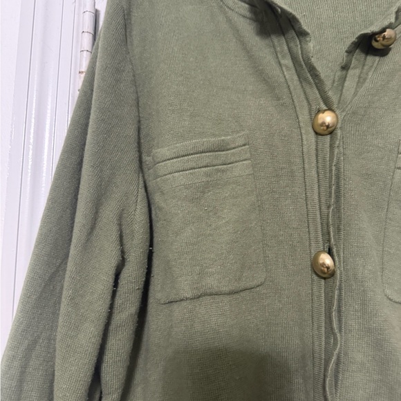 Free Assembly Olive Green Cardigan + Scallop Trim Sleeveless Sweater - Picture 10 of 15